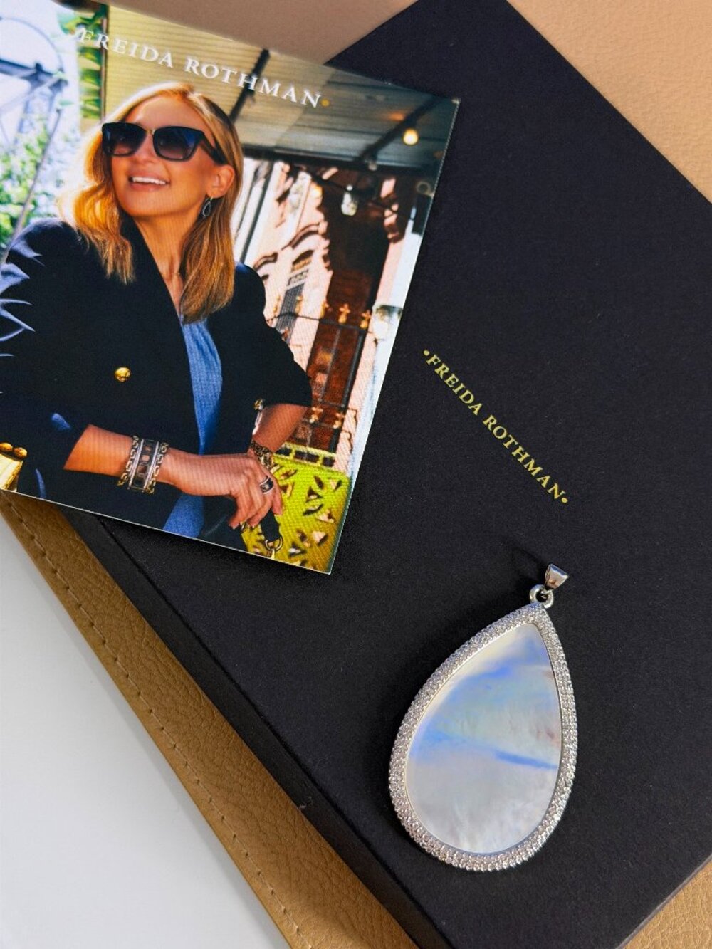 FREIDA ROTHMAN VAULT - MOP Teardrop with Silver and Paves Pendant